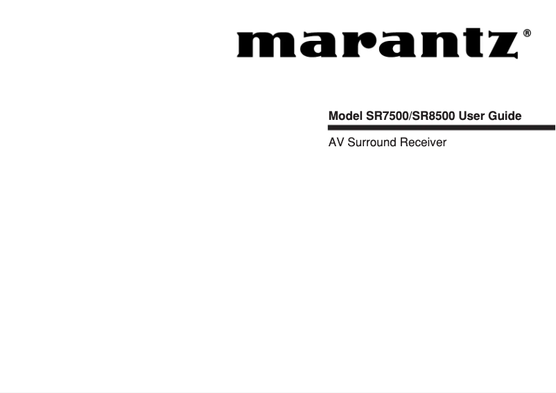 Page 1 de la notice Manuel utilisateur Marantz SR8500