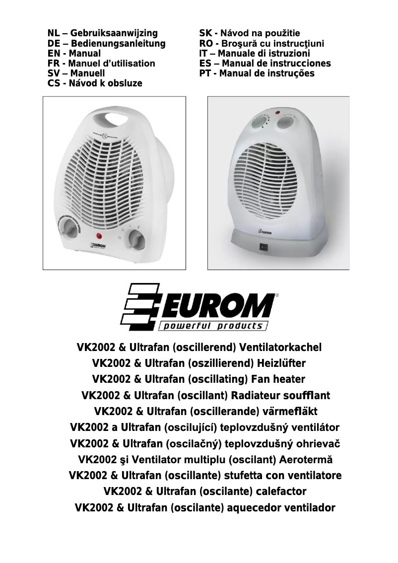 Page 1 de la notice Manuel utilisateur Euromac Ultrafan