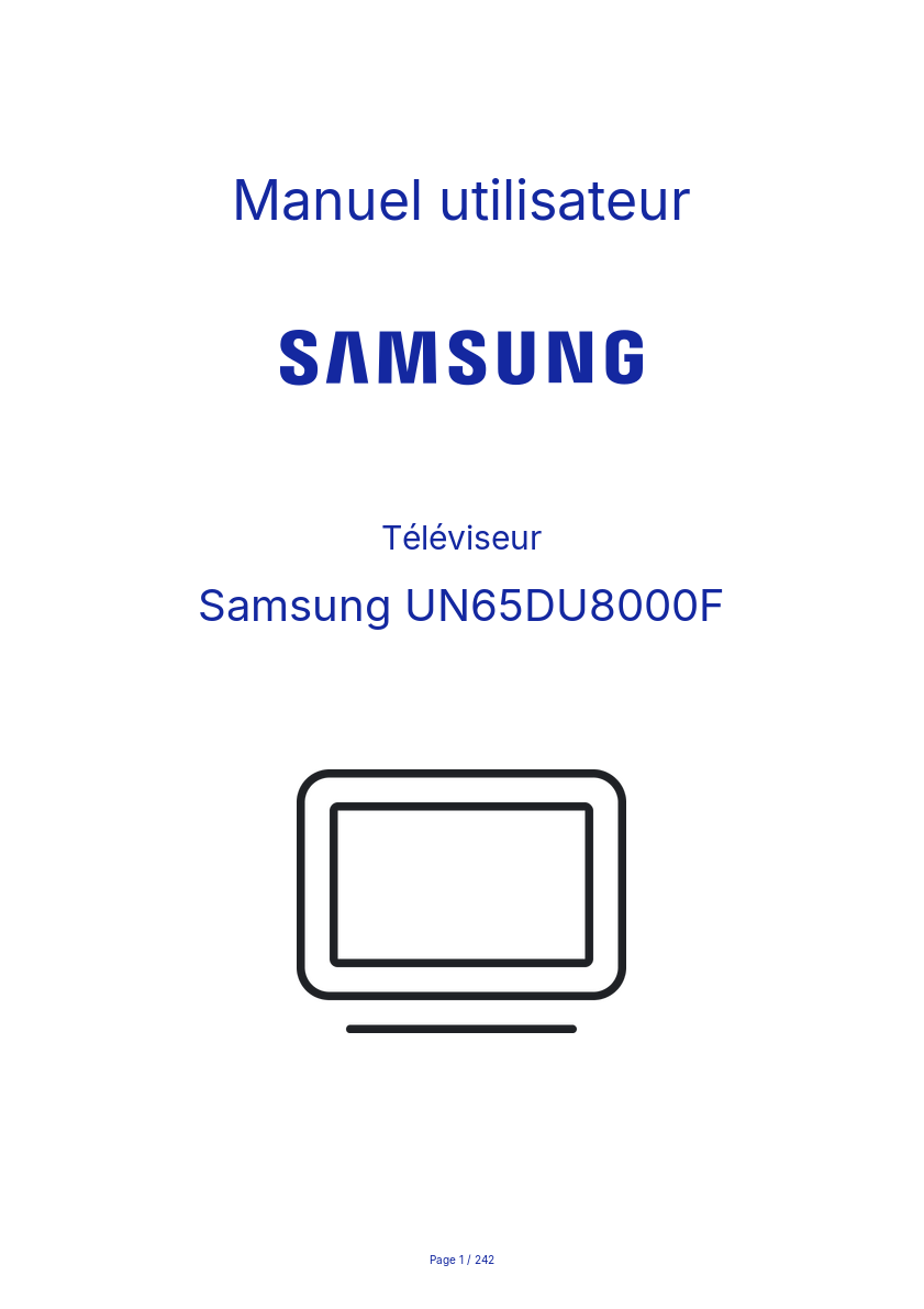 Page n°1 - Manuel utilisateur Samsung UN65DU8000F