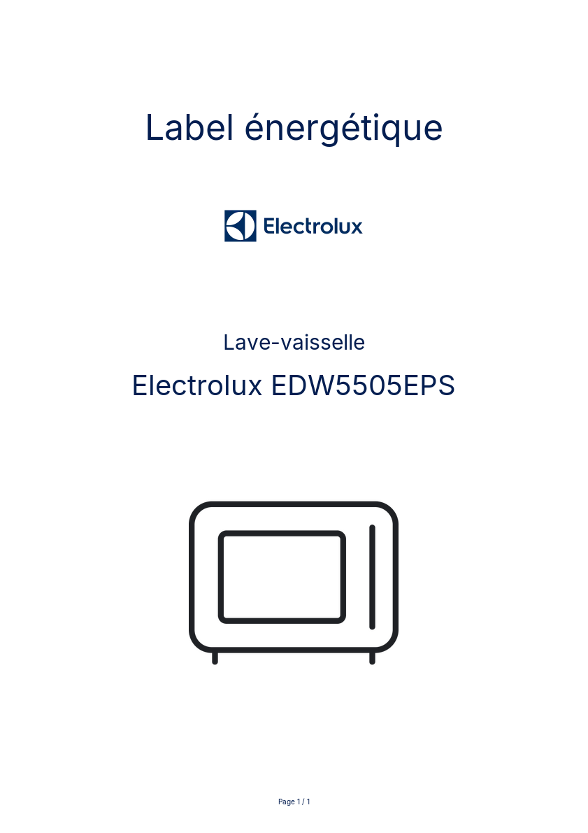 Page n°1 - Label énergétique Electrolux EDW5505EPS