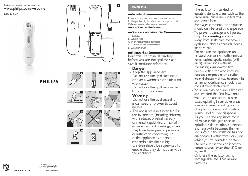 Page n°1 - Manuel utilisateur Philips SatinTouch HP6365
