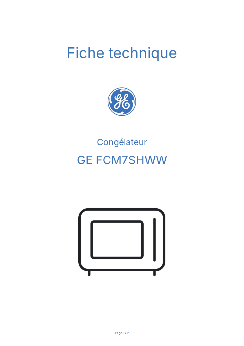 Page n°1 - Fiche technique GE FCM7SHWW