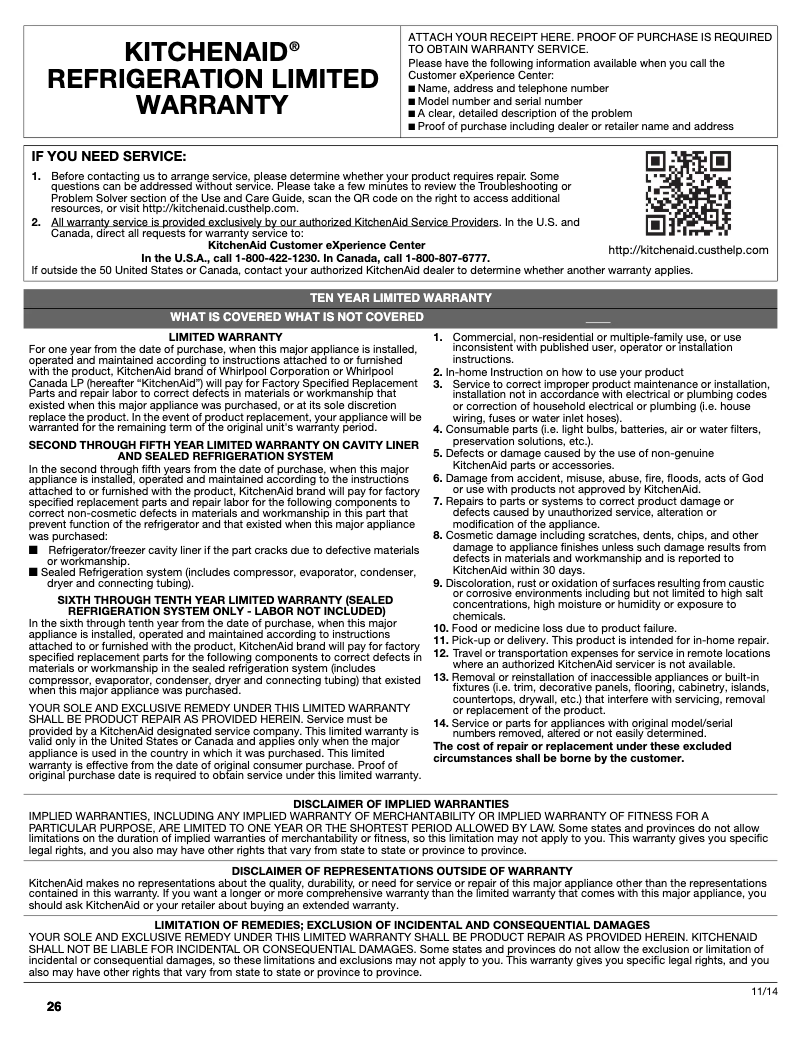 Página 1 del manual Manual de instrucciones KitchenAid KRSC500E