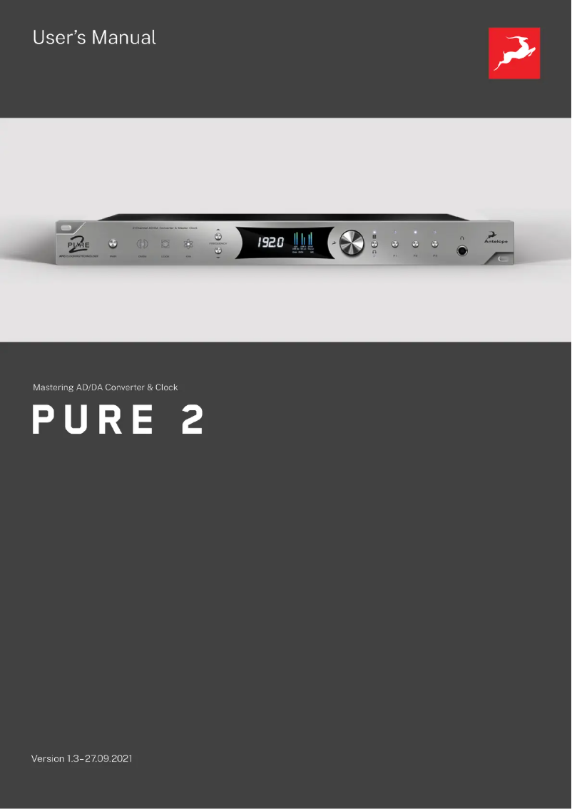 Page 1 de la notice Manuel utilisateur Antelope Audio Pure 2