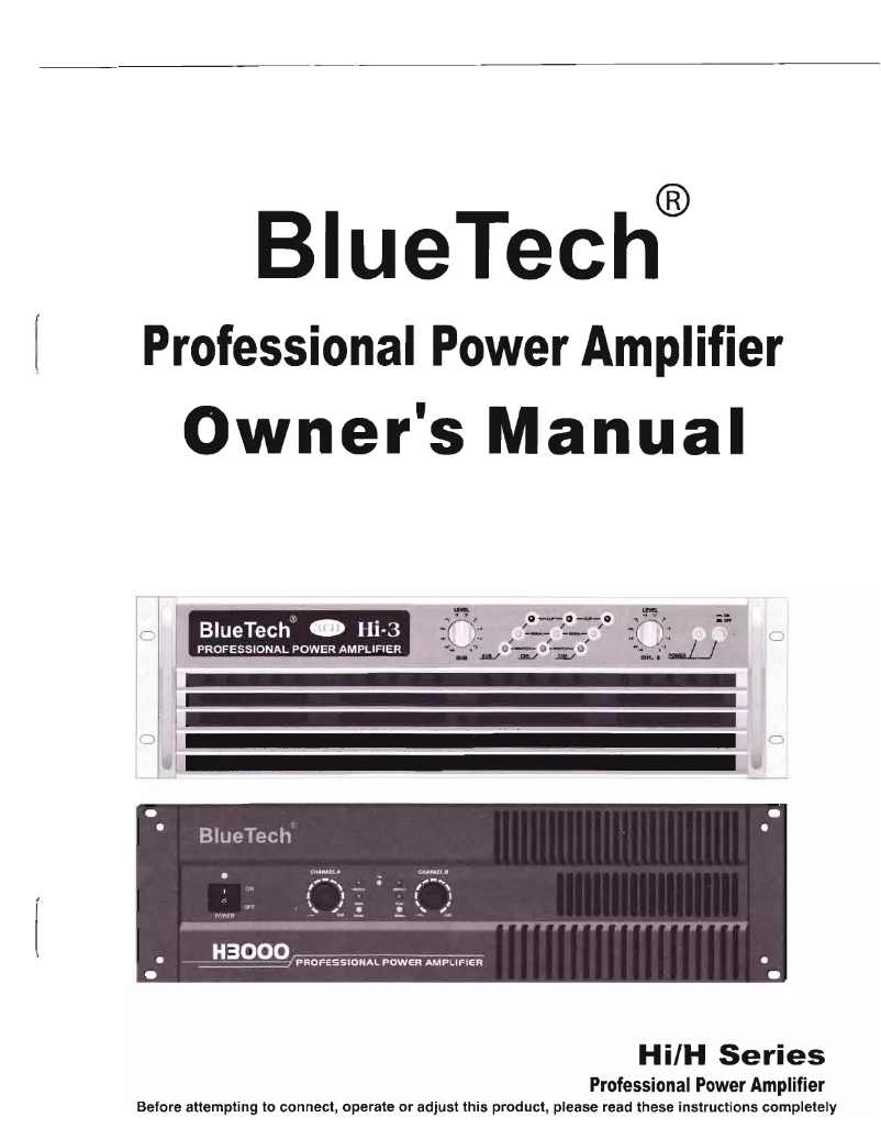 Page 1 de la notice Manuel utilisateur Bluetech H series