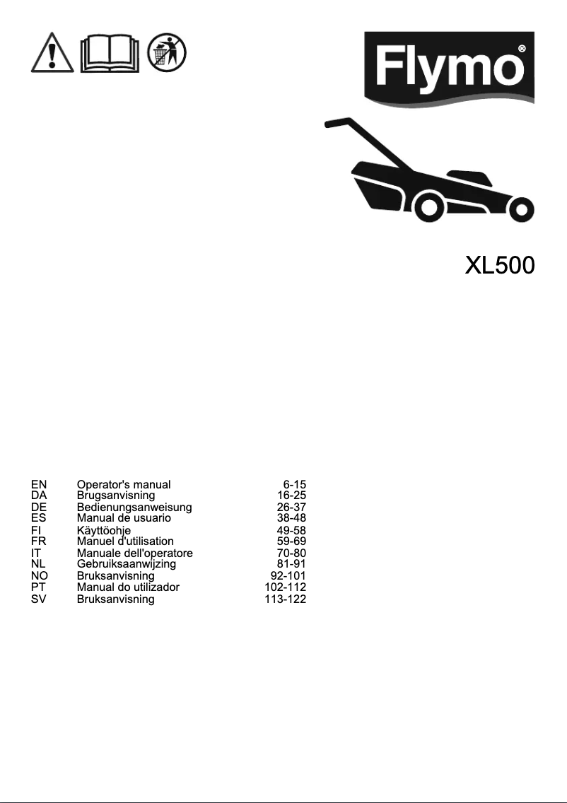 Página 1 del manual Manual de usuario Flymo XL500