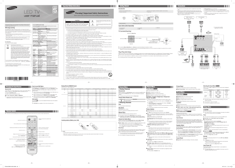 Page 1 de la notice Manuel utilisateur Samsung UA40FH5000R