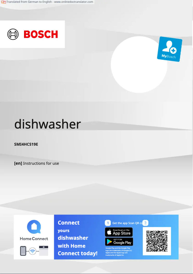 Página 1 del manual Manual de usuario Bosch SMI4HCS19E