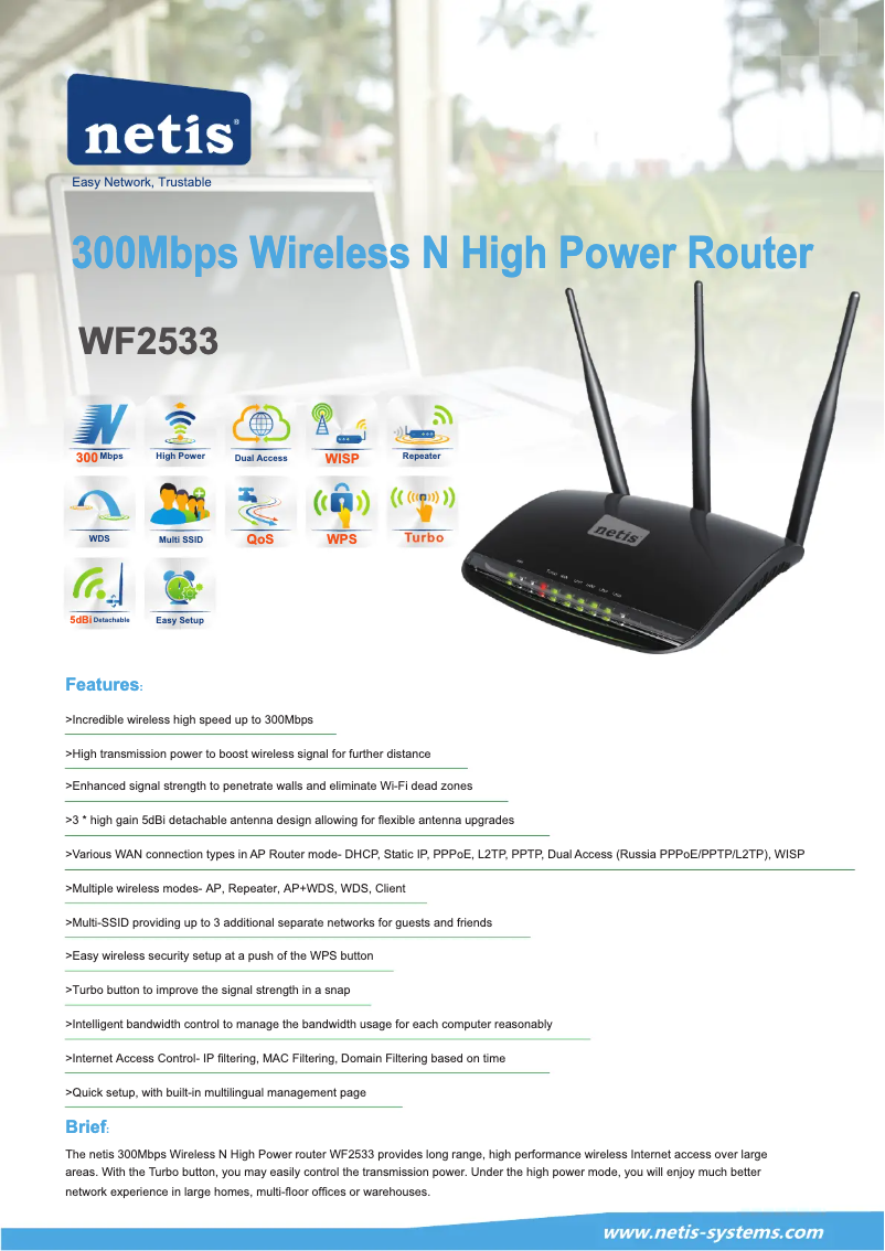 Page 1 de la notice Manuel utilisateur Netis WF2533