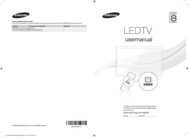Page n°1 - Manuel utilisateur Samsung UE55F8500ST