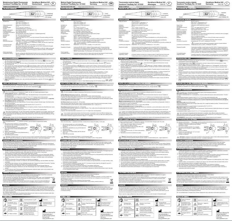 Page 1 de la notice Manuel utilisateur Geratherm Baby Flex