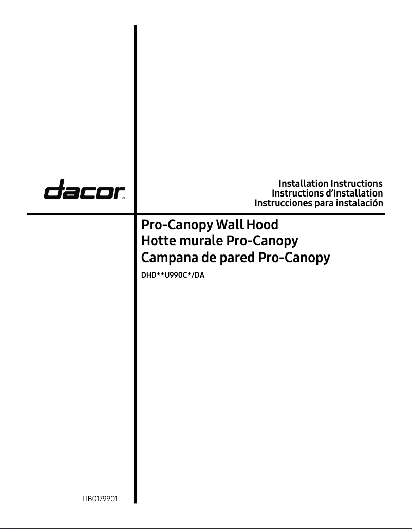 Page n°1 - Guide d'installation Dacor DHD36U990CM/DA