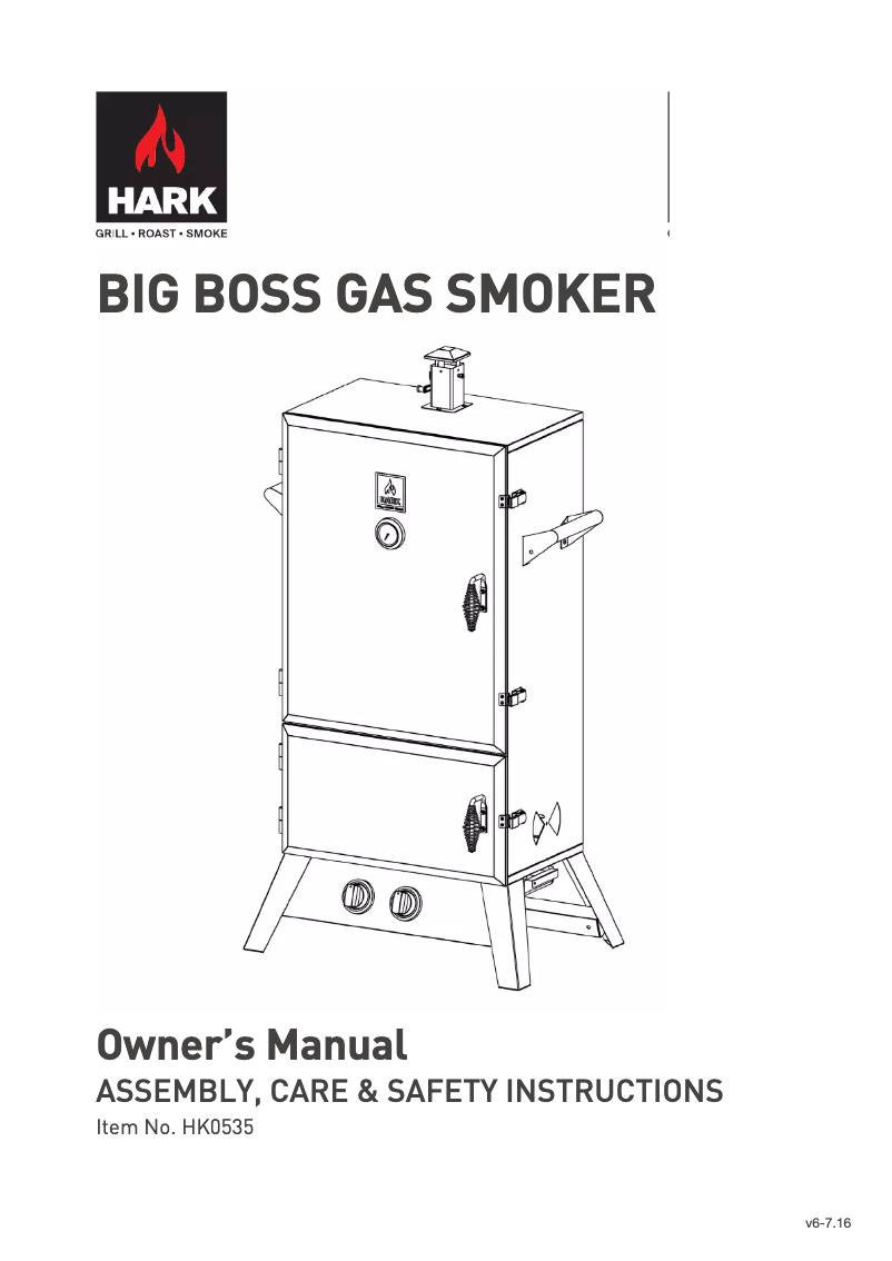 Page n°1 - Manuel utilisateur Hark 2 Door Gas Smoker