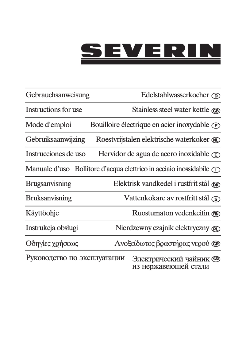 Page n°1 - Manuel utilisateur Severin WK 9635