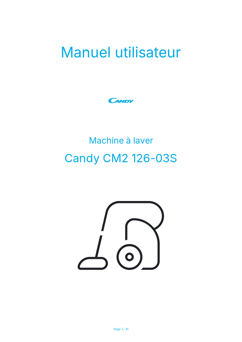 Page n°1 - Manuel utilisateur Candy CM2 126-03S