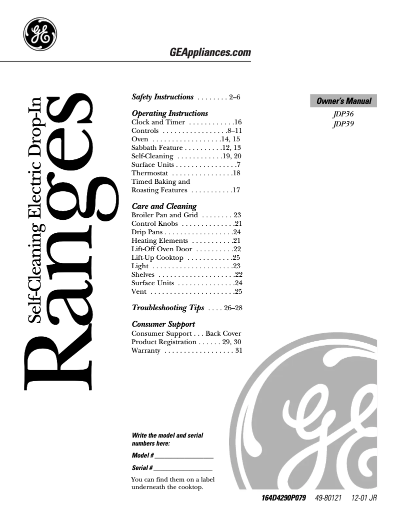 Image de la première page du manuel de l'appareil JDP36BDCT