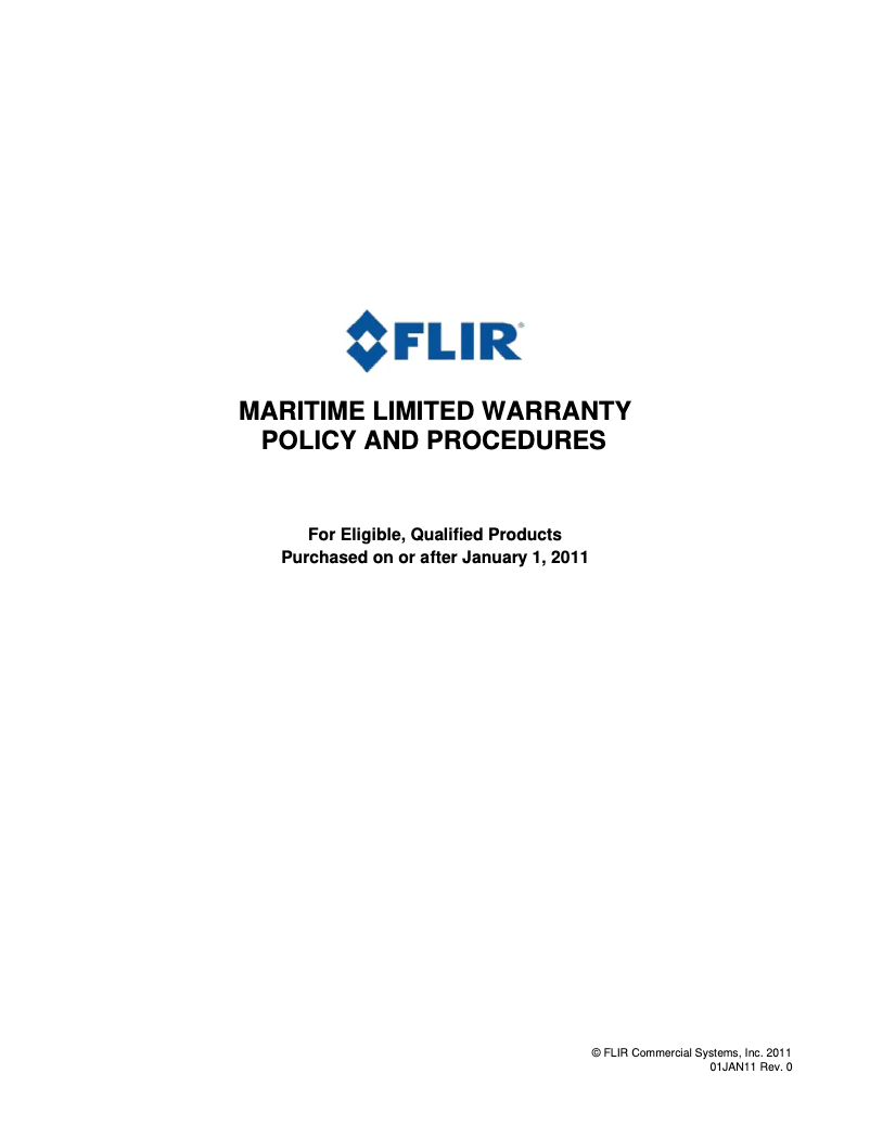 Page n°1 - Informations de garantie FLIR First Mate II HM 307XP+