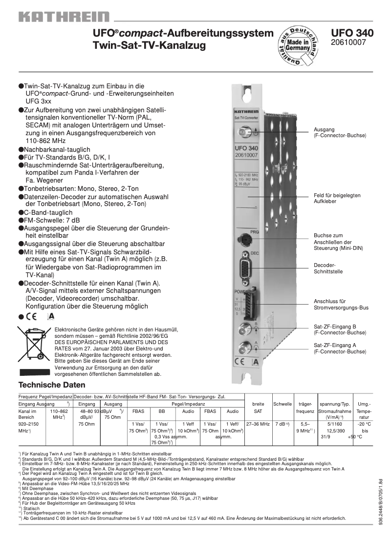 Image de la première page du manuel de l'appareil UFO 340
