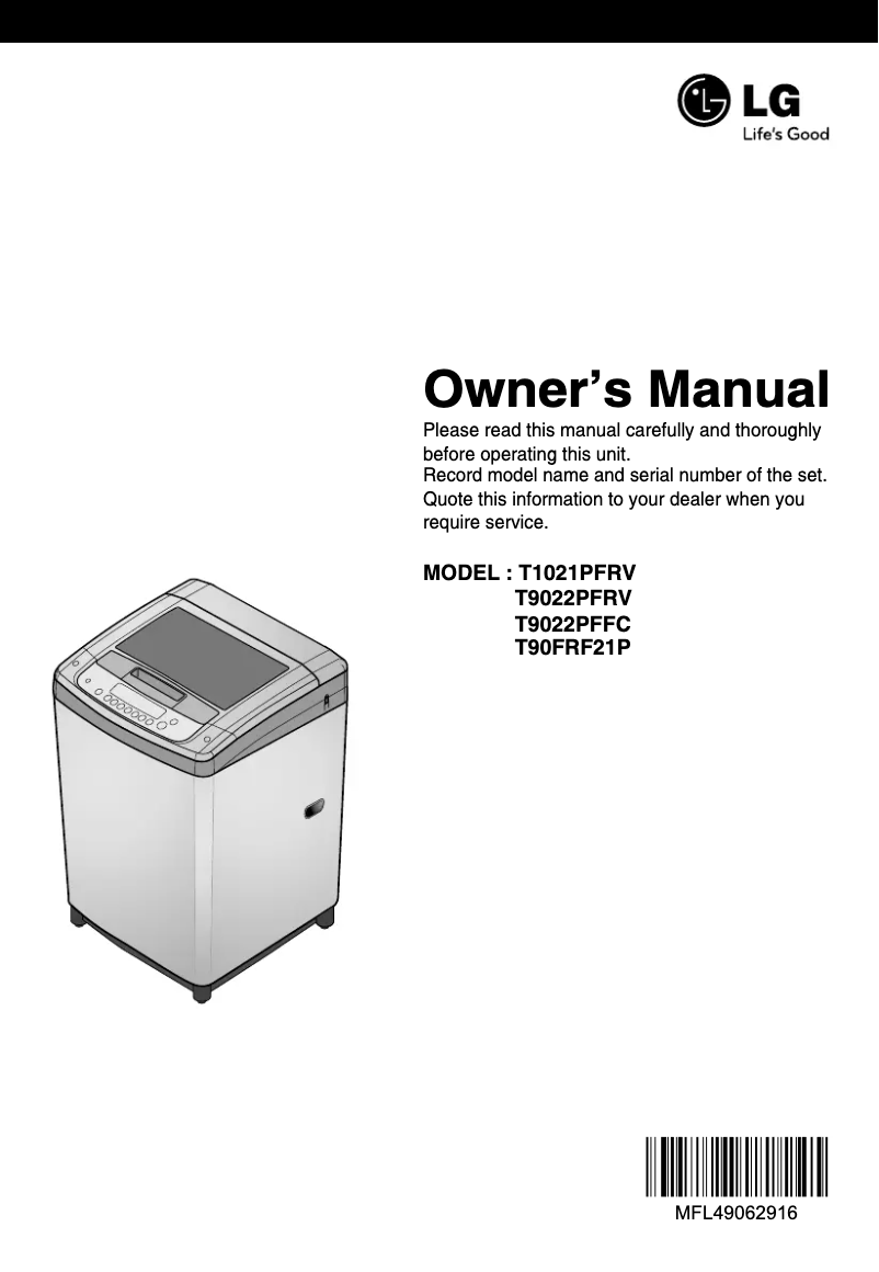Page 1 de la notice Manuel utilisateur LG T90FRF21P