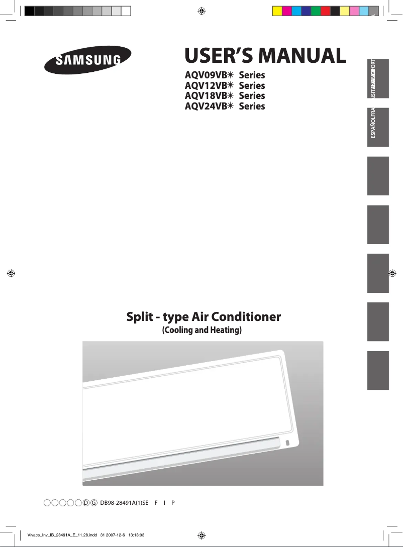 Página 1 del manual Manual de usuario Samsung AQV09VBEN