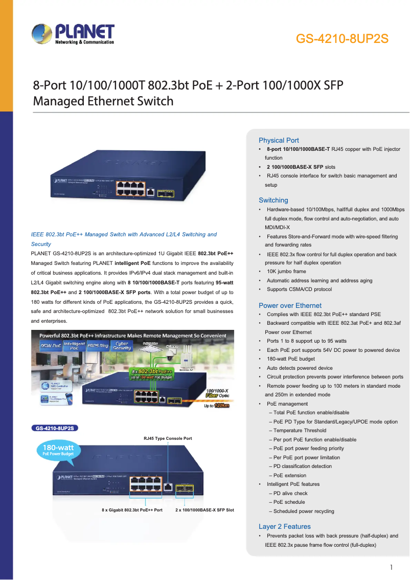 Image de la première page du manuel de l'appareil GS-4210-8UP2S