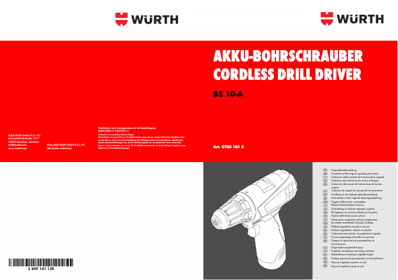 Page 1 de la notice Manuel utilisateur Würth BS 10-A