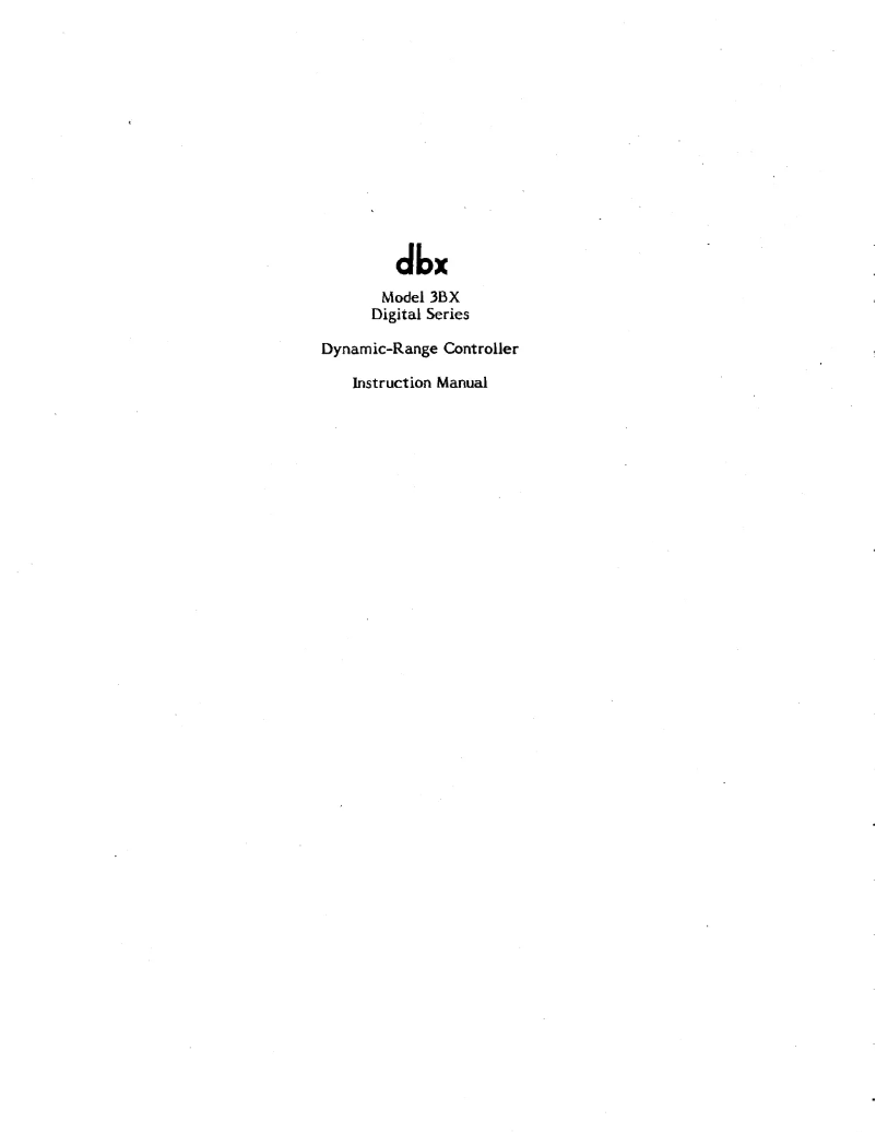 Page n°1 - Manuel utilisateur DBX 3bx DS