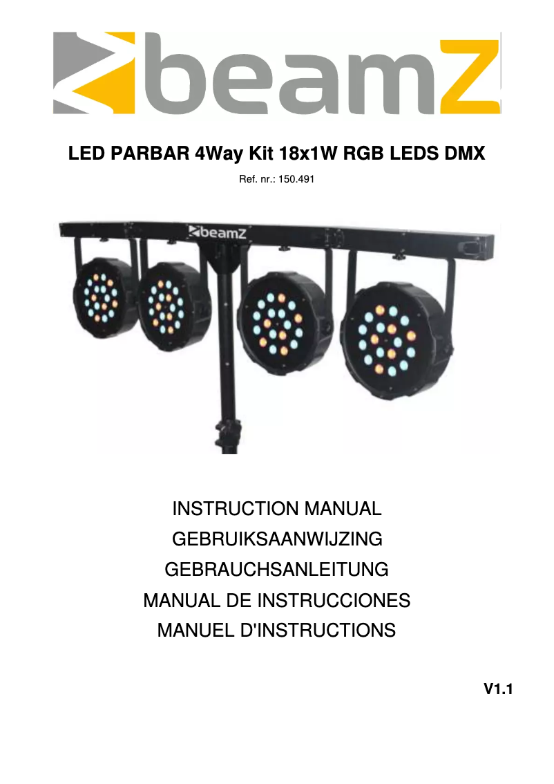 Image de la première page du manuel de l'appareil LED Parbar 4-Way Kit 150.491
