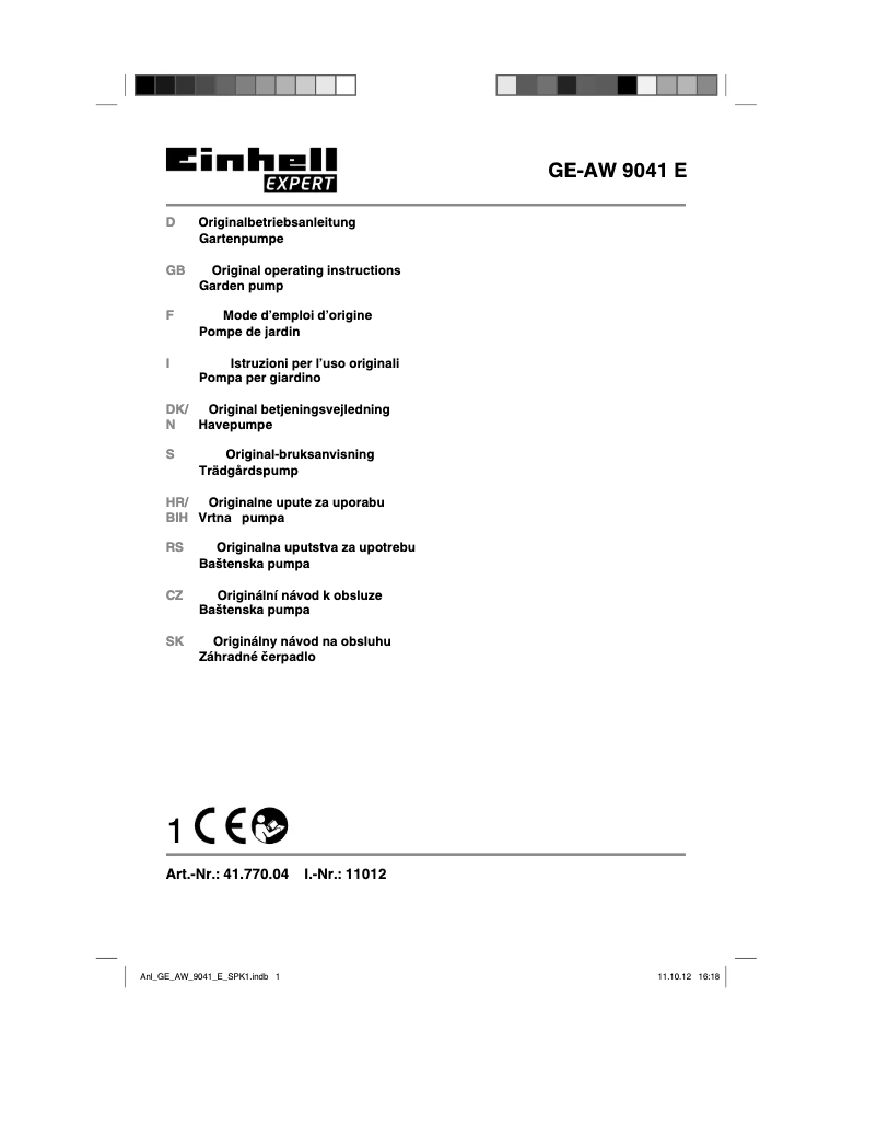 Image de la première page du manuel de l'appareil Expert GE-AW 9041 E