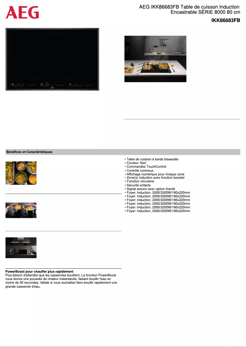 Página 1 del manual Ficha técnica AEG IKK86683FB