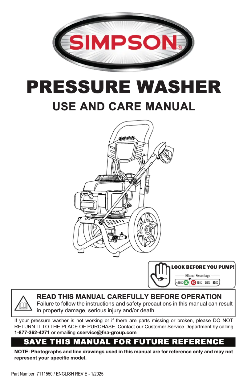 Page n°1 - Manuel utilisateur Simpson Megashot MS60773-S