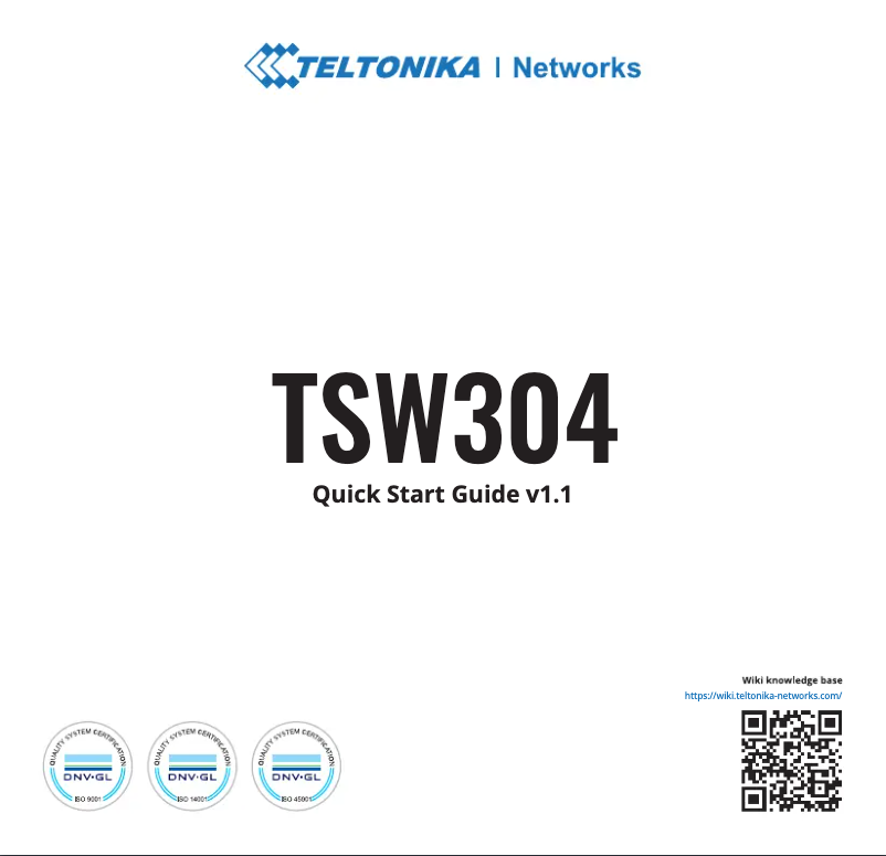 Page 1 de la notice Guide de démarrage rapide Teltonika TSW304