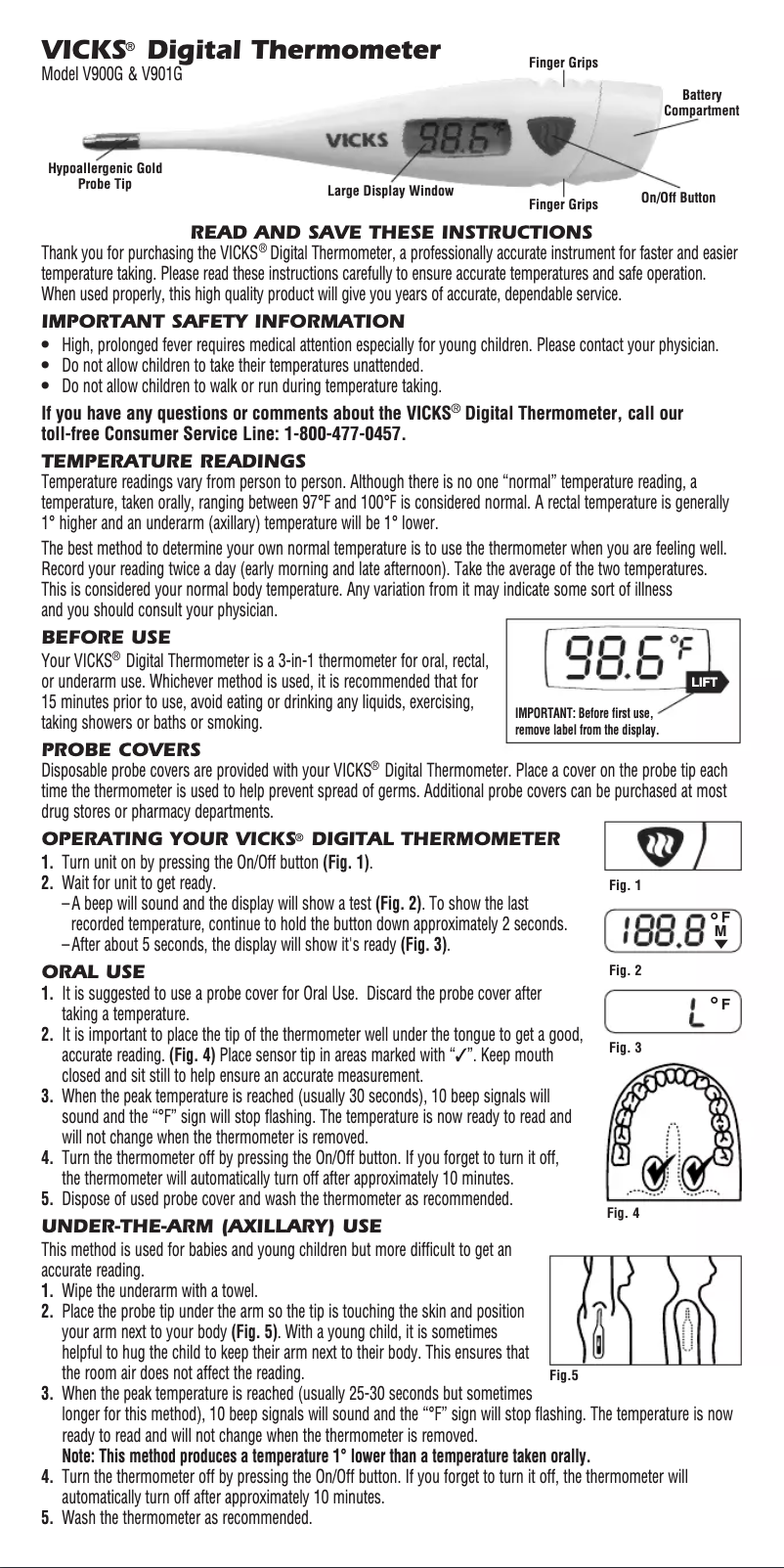 Page 1 de la notice Manuel utilisateur Vicks Digital V900G