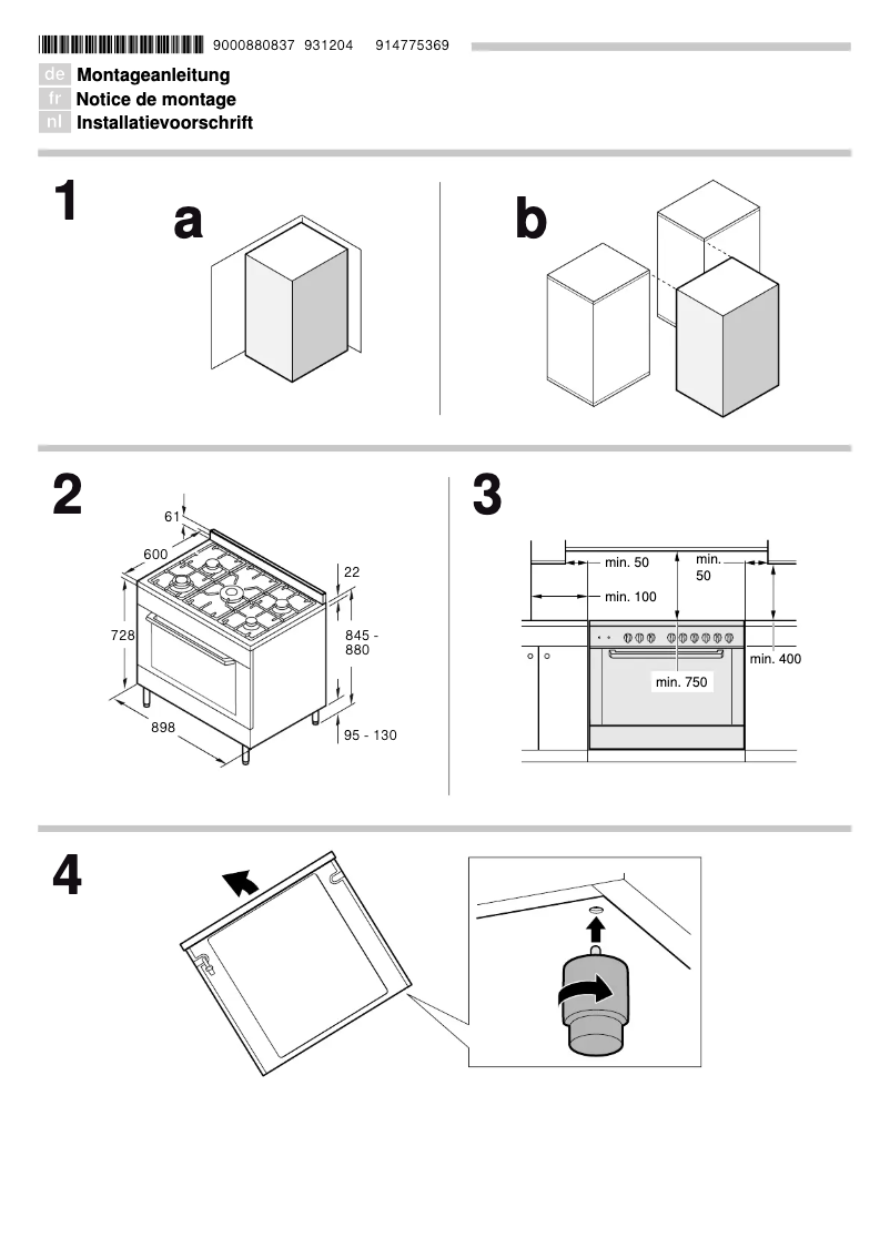 Page 1 de la notice Guide d'installation Bosch HSB736256E