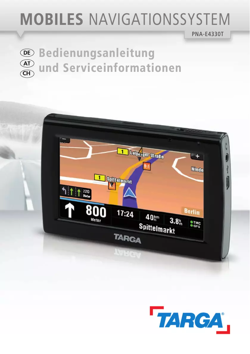 Page n°1 - Manuel utilisateur Targa PNA-E4330T