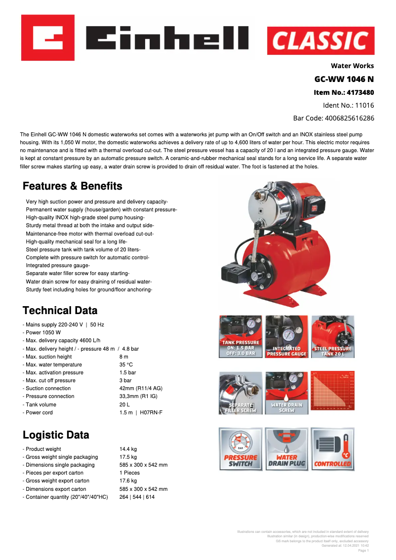 Image de la première page du manuel de l'appareil GC-WW 1046 N