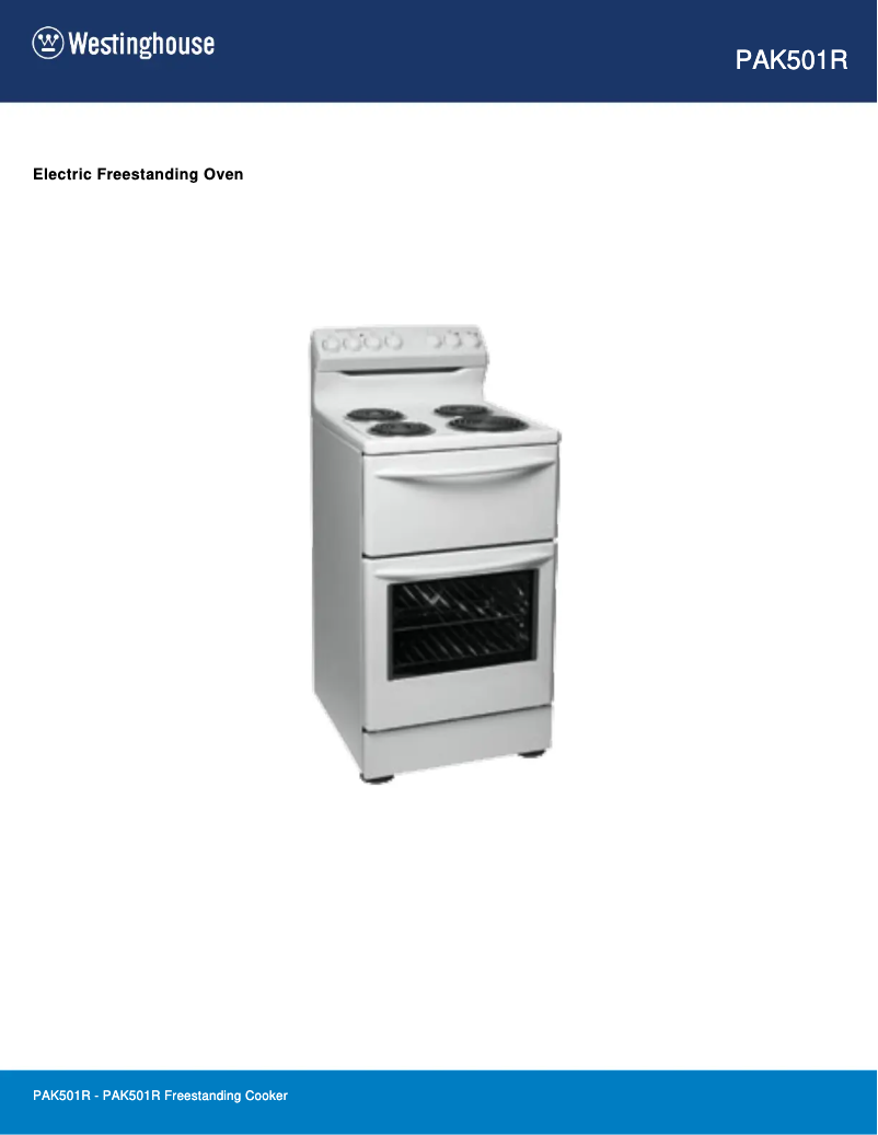 Page n°1 - Manuel utilisateur Westinghouse PAK501R