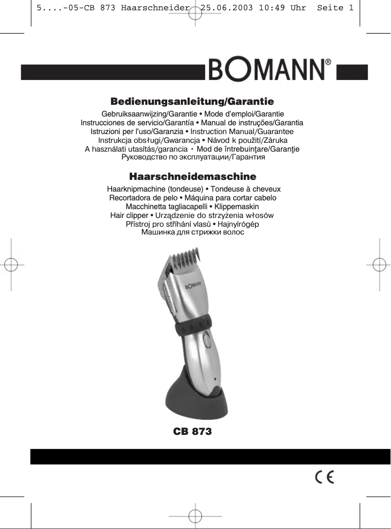 Image de la première page du manuel de l'appareil CB 873