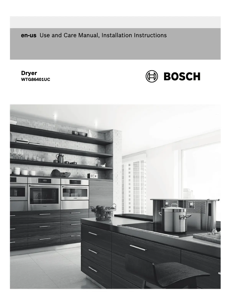 Page n°1 - Manuel d'utilisation et d'entretien Bosch WTG86401U
