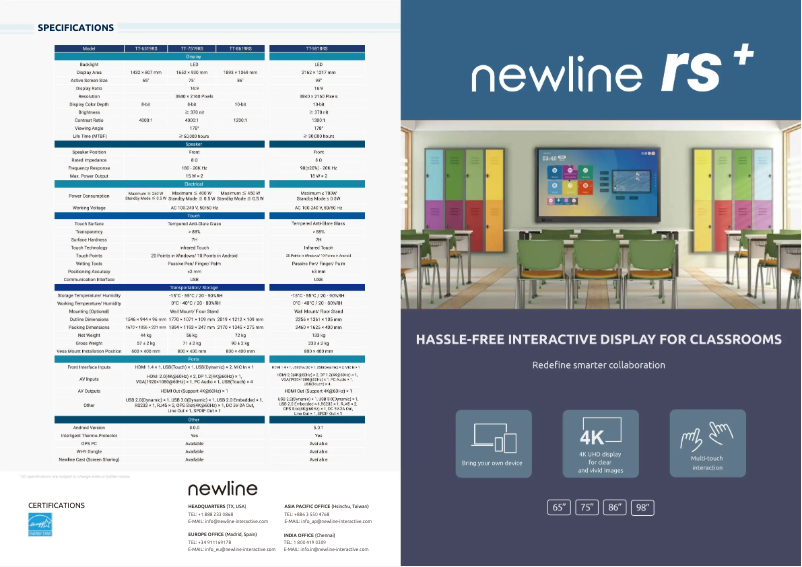 Page n°1 - Brochure Newline TT-6519RS