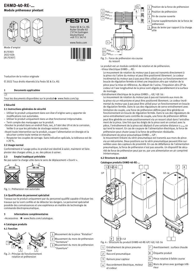 Image de la première page du manuel de l'appareil EHMD-40-RE-GP