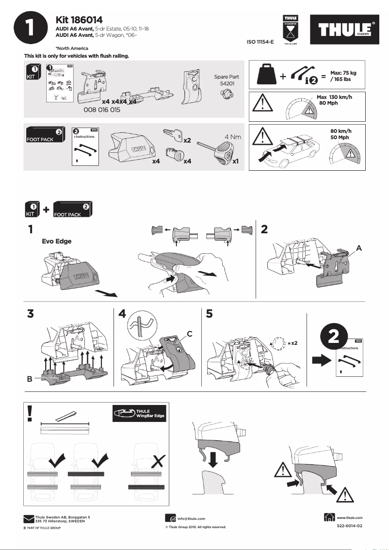 Page 1 de la notice Manuel utilisateur Thule Kit 186014