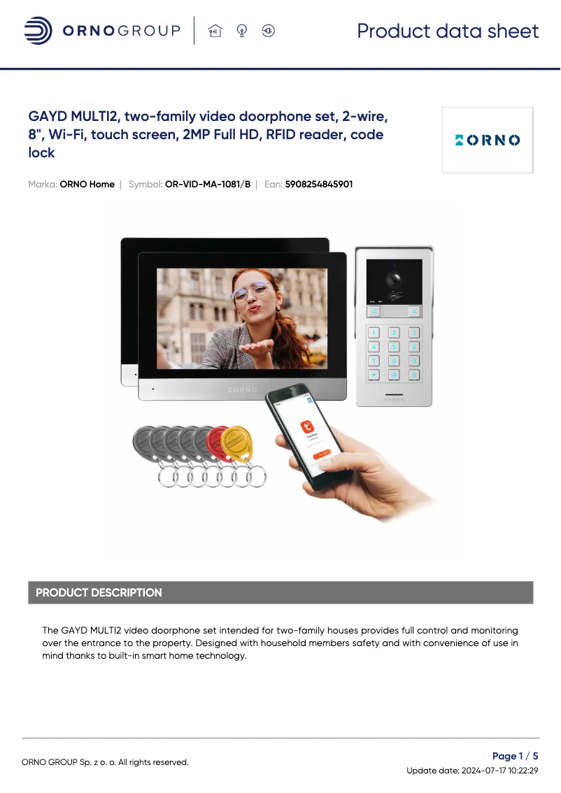 Image de la première page du manuel de l'appareil OR-VID-MA-1081