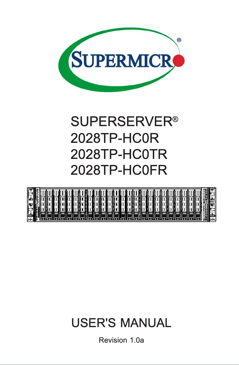 Image de la première page du manuel de l'appareil SuperServer 2028TP-HC0TR