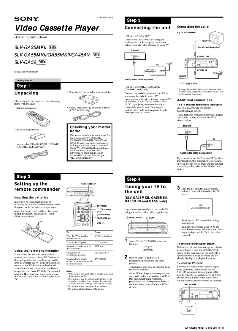 Page n°1 - Manuel utilisateur Sony SLV-GA45AV