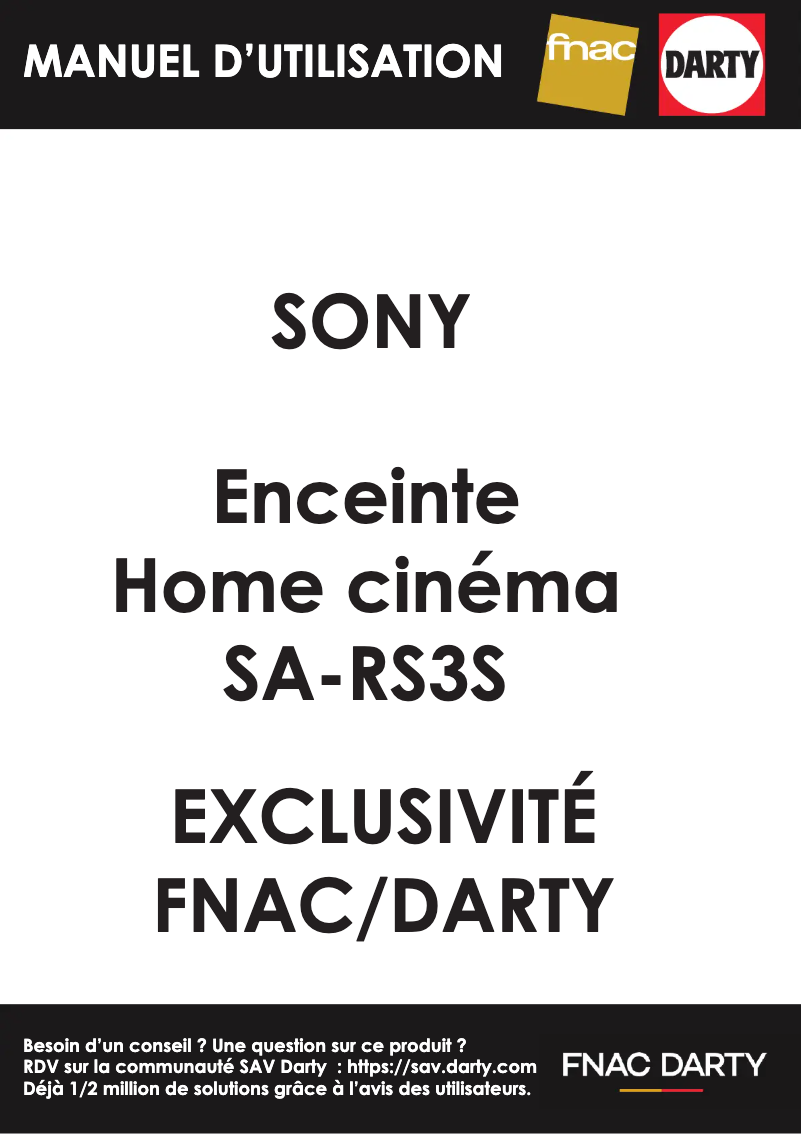 Page n°1 - Manuel utilisateur Sony SA-RS3S