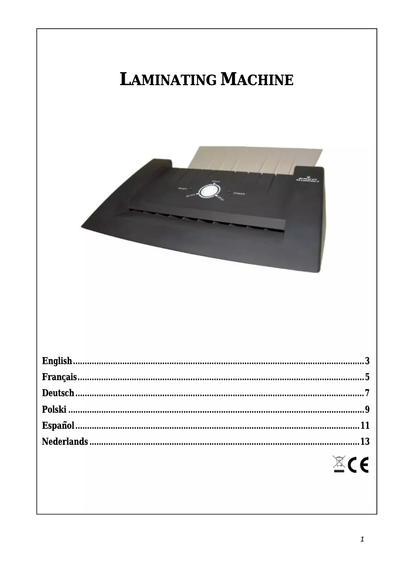 Image de la première page du manuel de l'appareil Laminator II
