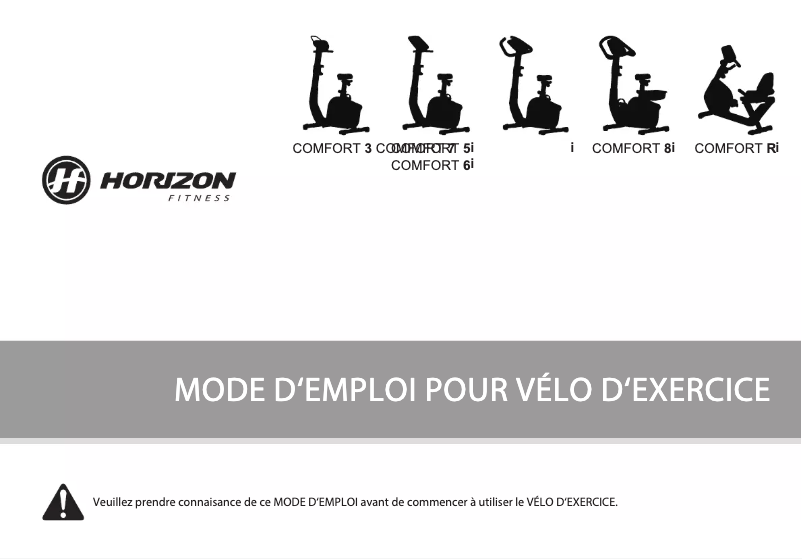 Page 1 de la notice Manuel utilisateur Horizon Fitness Comfort 8i