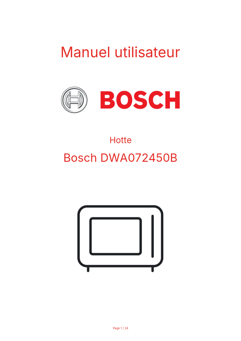 Page n°1 - Manuel utilisateur Bosch DWA072450B