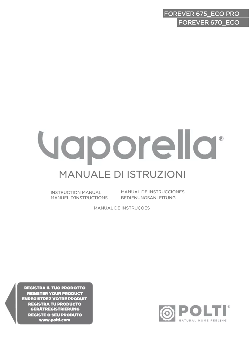 Image de la première page du manuel de l'appareil Vaporella Forever 675 ECO PRO